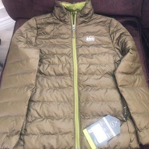 REI Army green Kids Coat sz 10/12